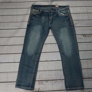 GS-115 Premium Jeans Men's Size 42 Embroidered Stonewash Medium Blue